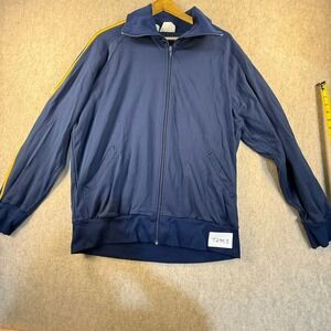 Vintage All Pro Track Jacket Mens XL Navy Blue Yellow Stripe Full Zip 70s 80s